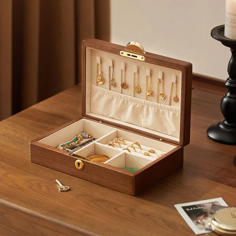 

Solid Wood Jewelry Box Light Luxury Exquisite Jewelry Storage Box Earrings Necklace Earrings Bracelet Storage Box