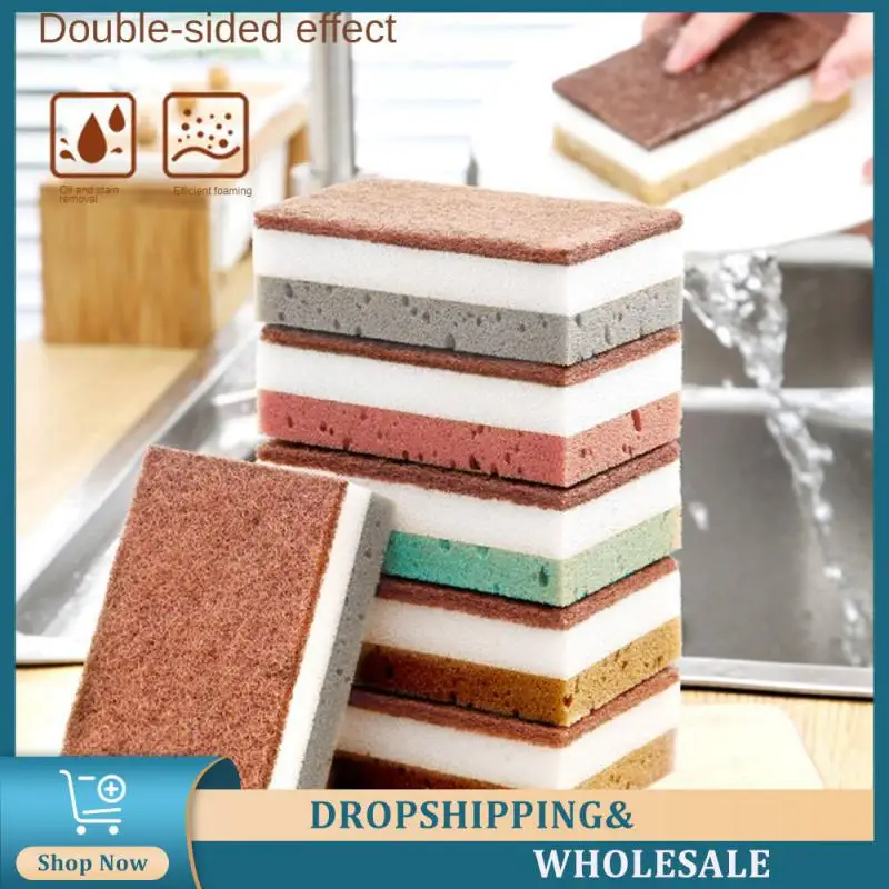 1/5Pcs Kitchen Bar Cleaning Supplies Set Home Double-Sided Cleaning Sponge Scouring Pad Cleaning Sponges Household Tools