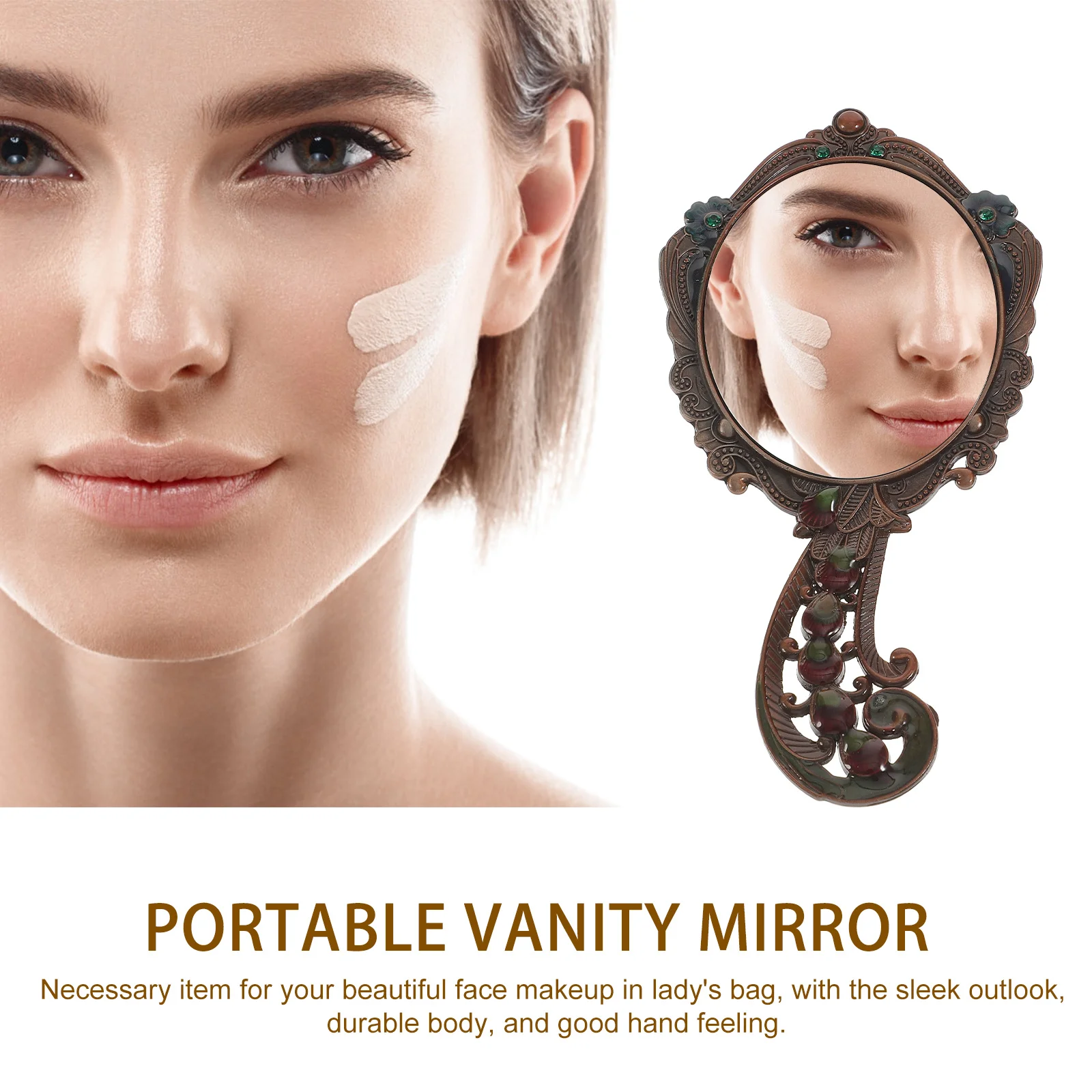 مرآة مكياج مدمجة مع مشط مرآة زينة كلاسيكية للتحقق من الجزء الخلفي من أداة مكياج الشعر الخاصة بك