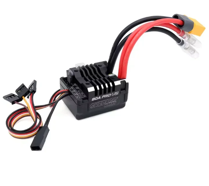 SURPASS HOBBY New 80A Pro V2 Brushed ESC-Built-in BEC 6.0V-8.4V, Waterproof,Fan&Programming Card for RC 1/10 Crawler Brushed Car