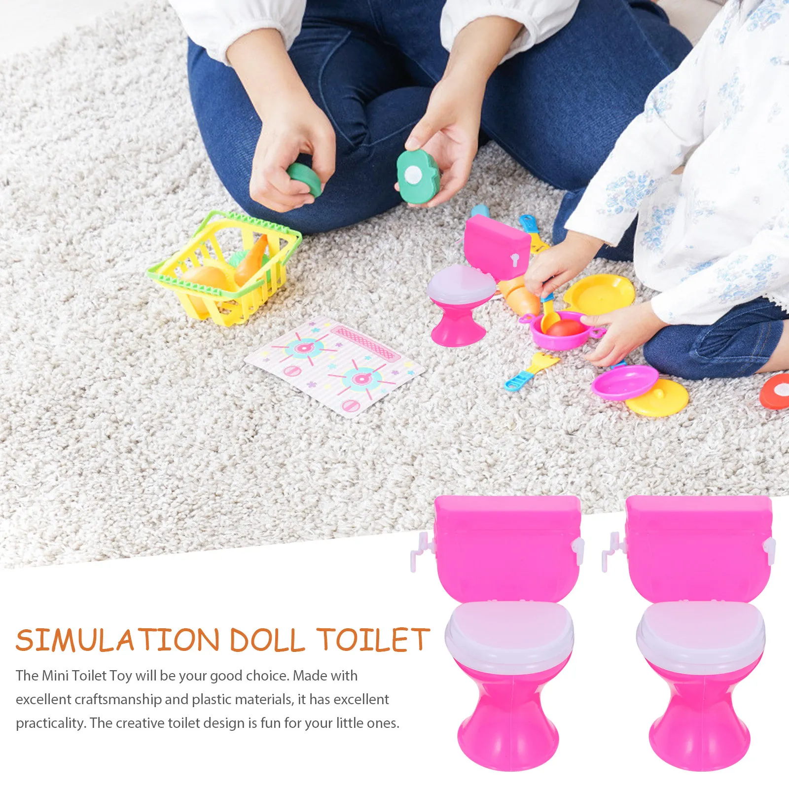 2Pcs Mini Toilet Seats Plastic Kids Pretend Play Accessory Enhances Cognitive Development Life Skills Parent Child Engagement