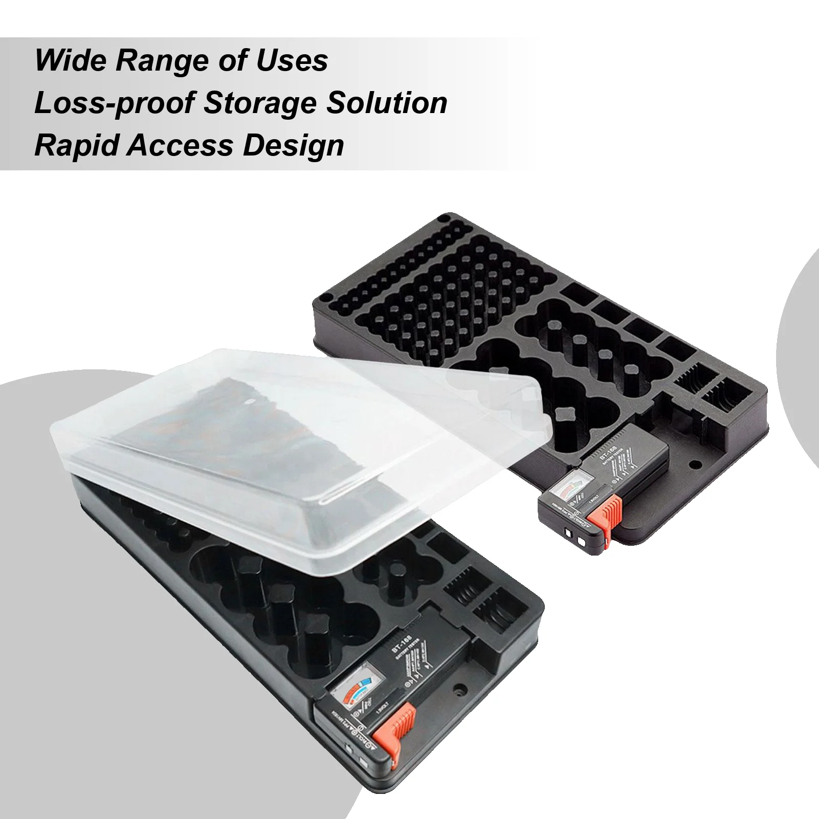 

Battery Holder Organizer 116-Grid High Capacity Organizer Large Capacity Battery Storage Box for D/C/AA/AAA/9V/Cell Electrical