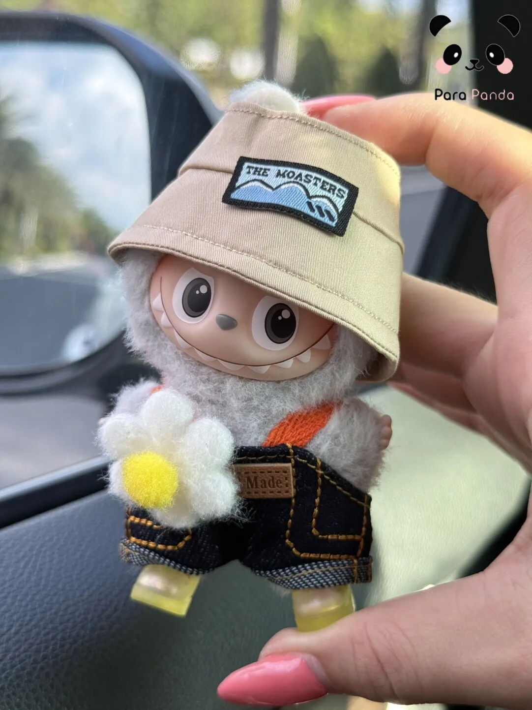 Mini Doll Outfit Spring Set For Pop Mart Labubu 4.0 Heart Secret 10cm Doll Decoration Denim Overalls Clothes Keychain Pendant
