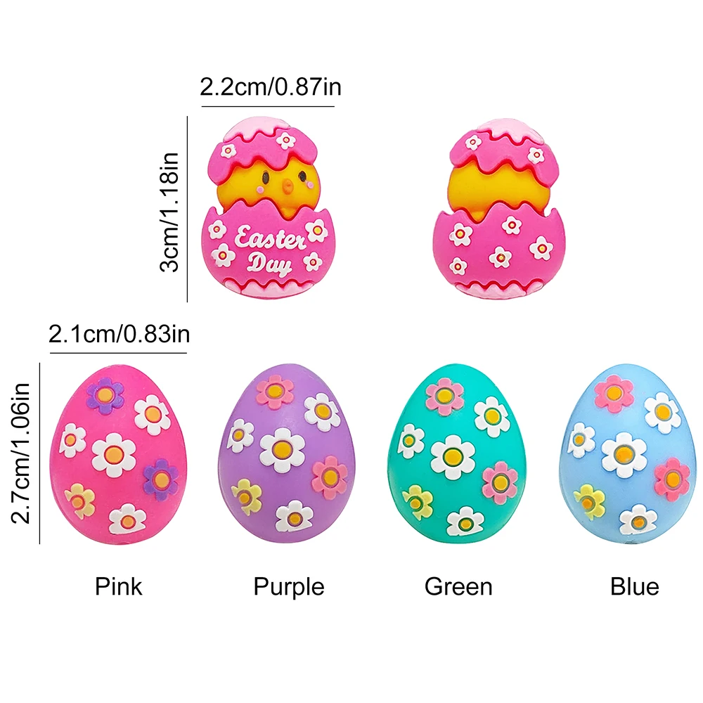 Chenkai 10pcs Easter Egg Silicone Focal Beads For Beadable Pen Silicone Charms for Pen Keychain Making Silicone Characters