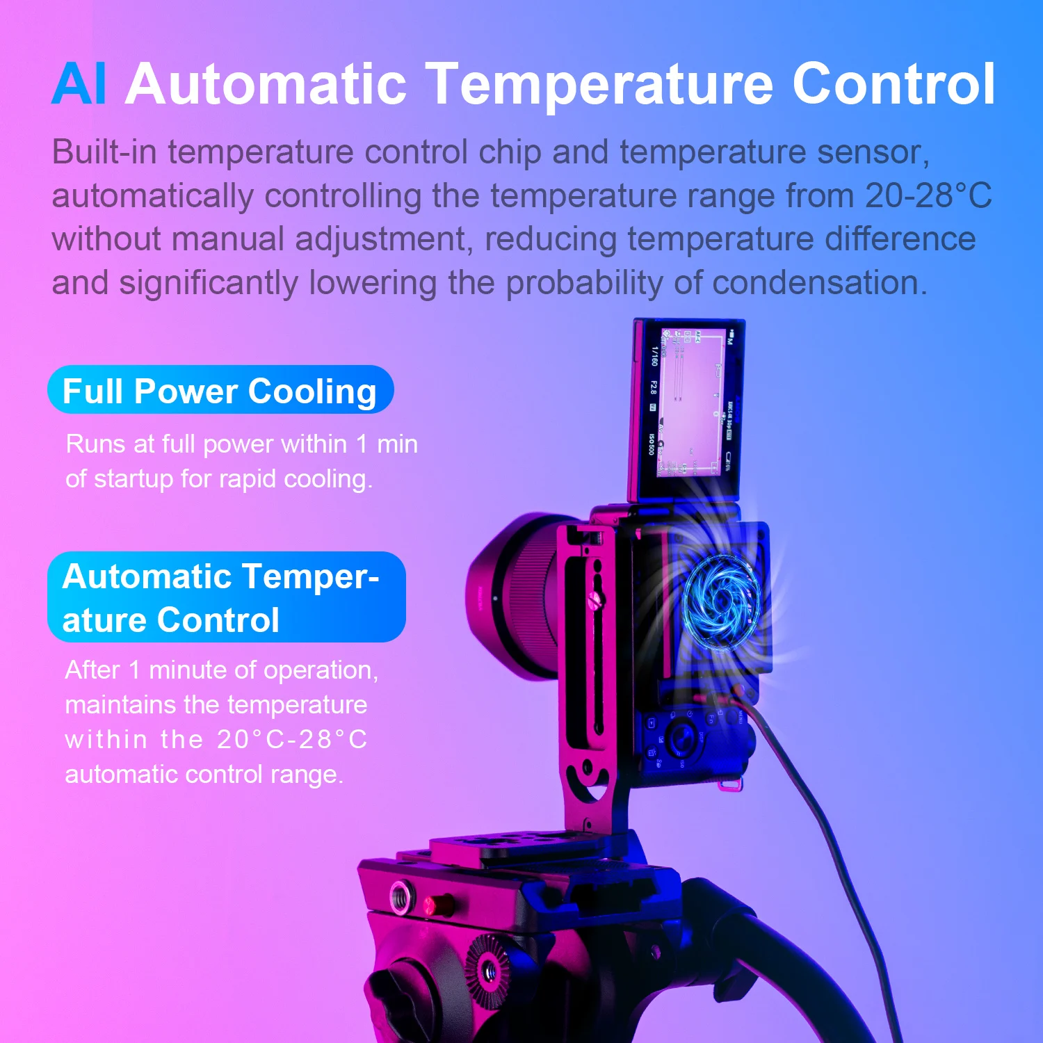 FOMITO Semiconductor Camera Cooler Camera Cooling Fan Radiator Heat Sink for Sony Canon Nikon Fuji Live Streaming