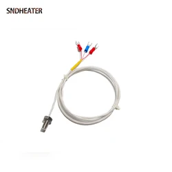 SNDHEATER PT100 High Temperature Sensor Thermocouple PTFE Wire 0.5M 1M 2M Flat Head Thread Probe M3 M4 M5 M6 M8 for Pipeline