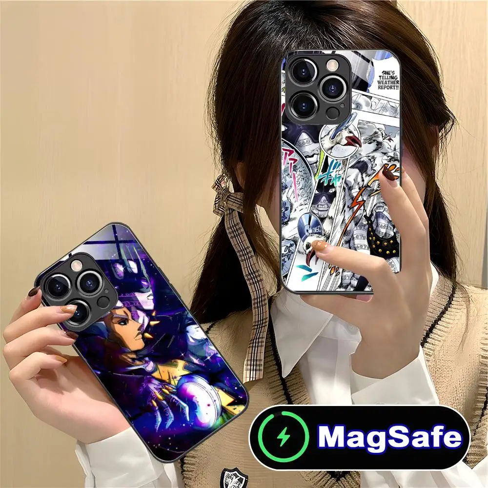 

Anime JOJO White Snake Phone Case for iPhone 17 16 15 14 13 12 11 Air Pro Max Plus Mini MagSafe Glass Colorful Cover Luxury
