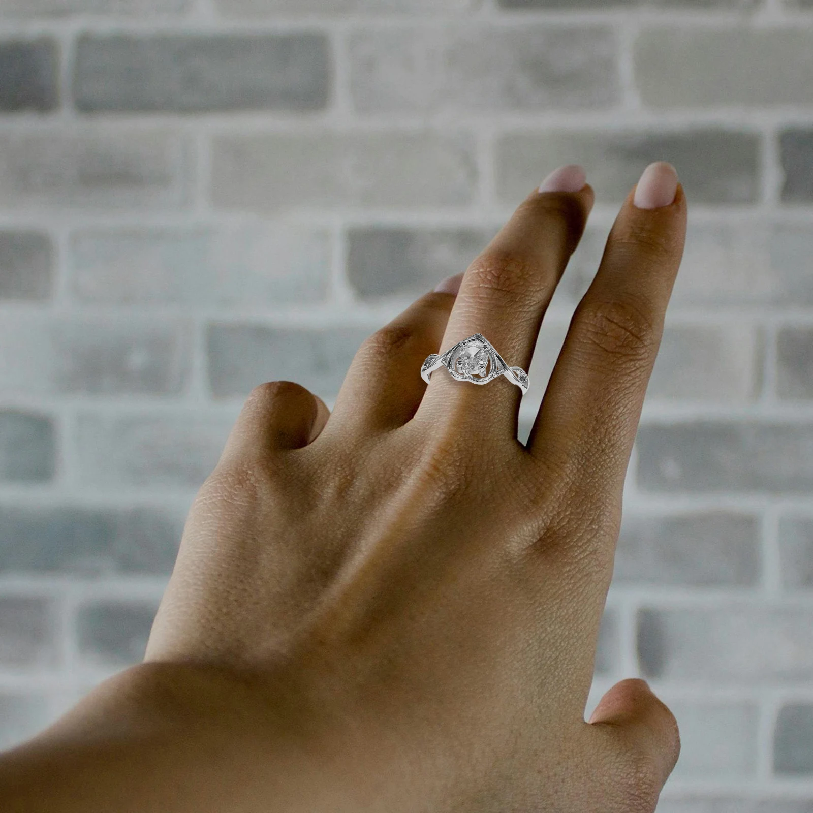 Abierto en forma de corazón para mujer El japonés y coreano promesa su precompromiso madre de plata