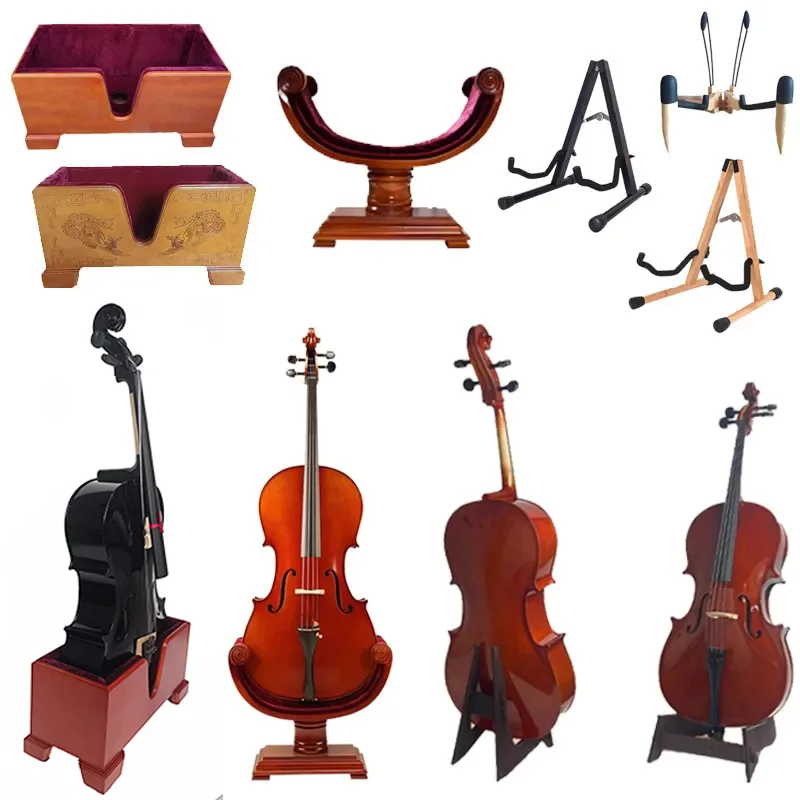 4/4 3/4 1/2 1/4 cello base square U-shaped durable display wooden stand, instrument stand, household sturdy