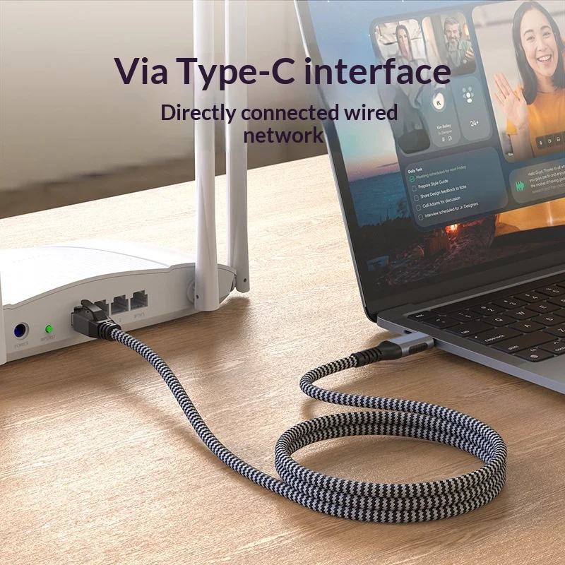 Aluminum USB C 3.0 to CAT6 RJ45 UTP FTP Ethernet LAN Cable Adapter Via Gigabit Compatible with Mobile Laptop PC Switch Router