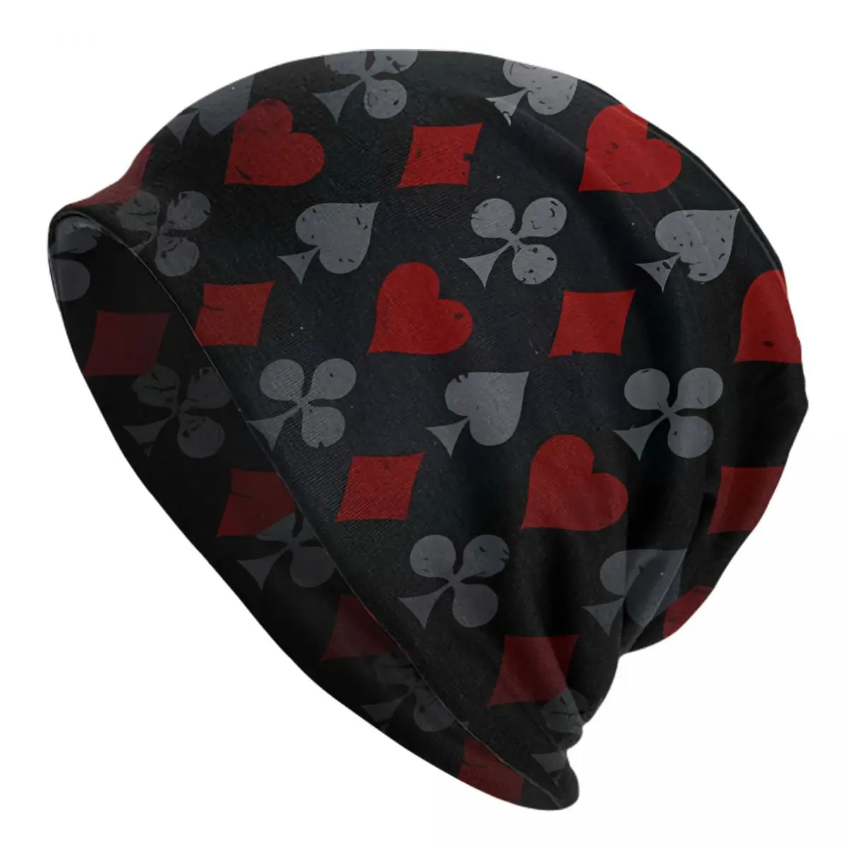 Card Red Heart Thin Skullies Beanies Outdoor Caps For Men Diamond Ski Caps Bonnet Hats