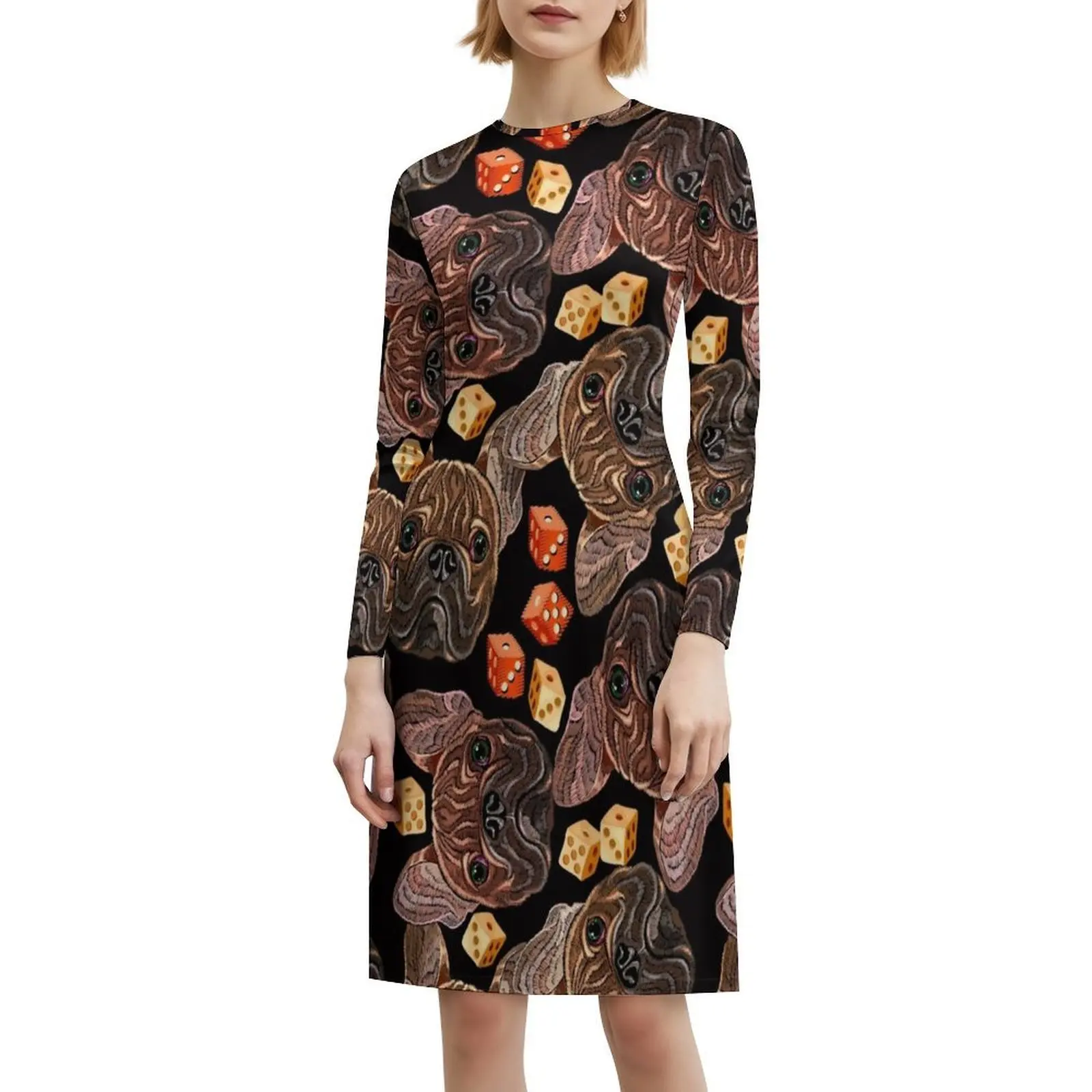 التطريز البلدغ والنرد بوهو شيك فستان أنيق موضة شاطئ حفل زفاف ثوب الحيوان البلدغ الكلاب الكرتون كازينو #6