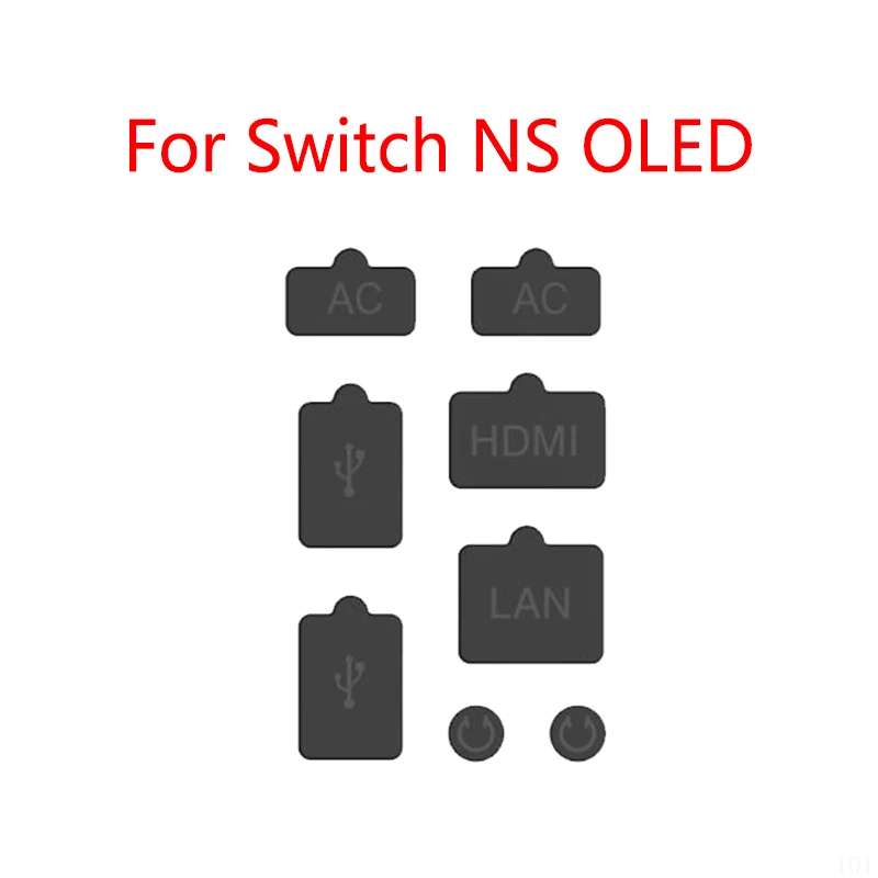 1Set/8PCS For Nintendo Switch OLED Console Silicone Dust Plug Set USB AC LAN HDMI Interface Antidust Cover Dustproof Plug