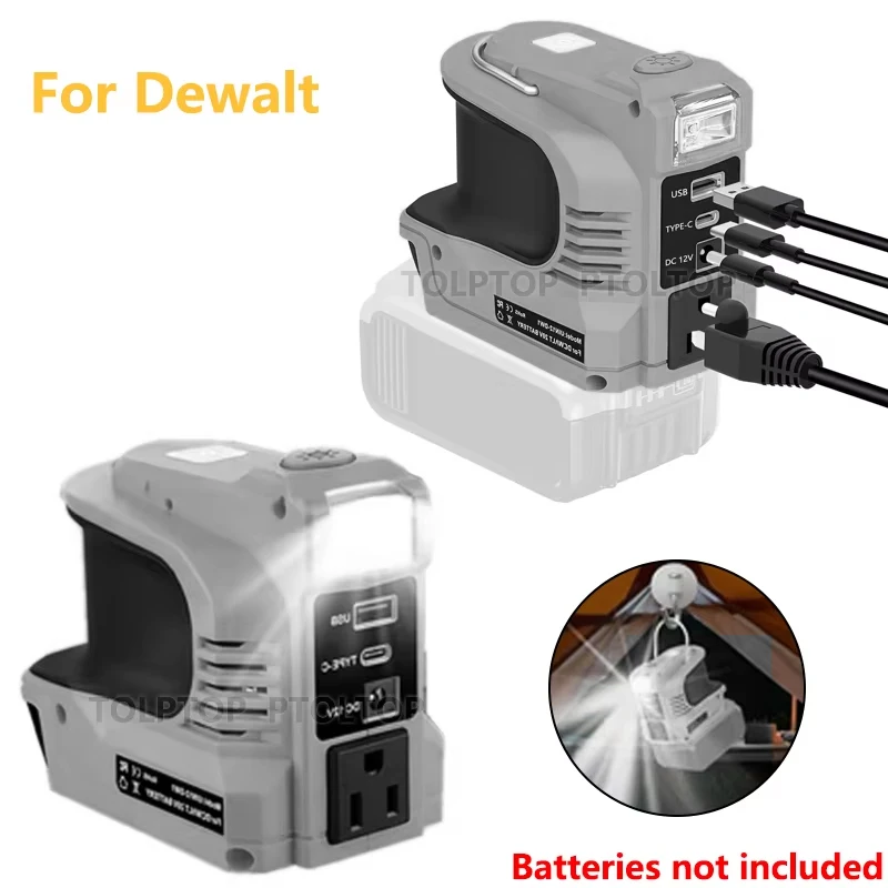 

180W Battery Adapter for Dewalt 20V Li-ion Battery with USB&Type-C Fast Charging DC 20V To AC Power Charger 110V/220V Inverter