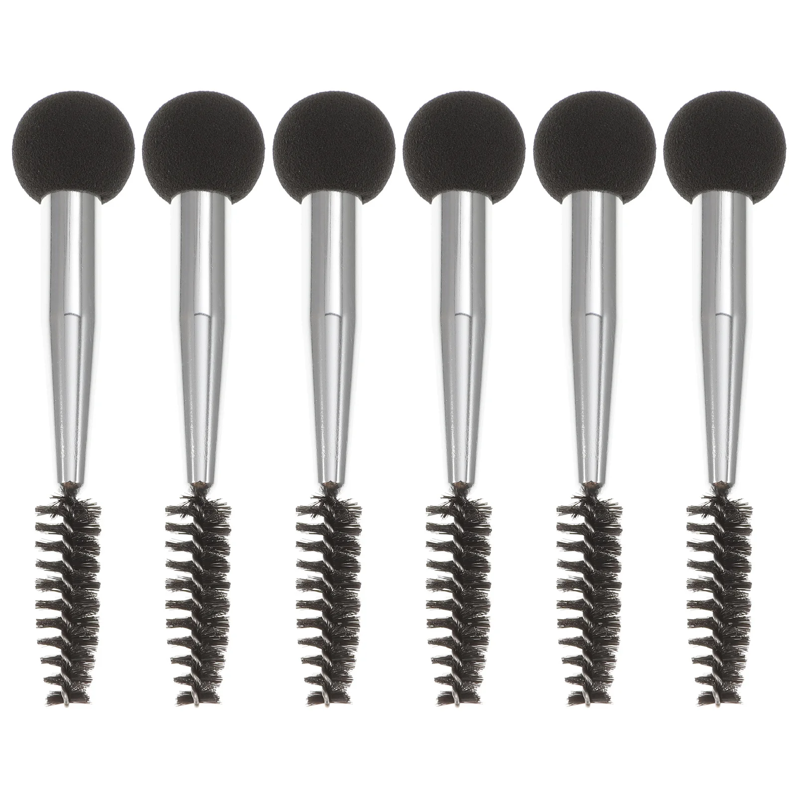 ฟองน้ำแต่งหน้า 6 ชิ้น แบบสองด้าน แปรงปัดมาสคาร่า แปรงปัดคิ้ว แปรงปัดขนตา ชุดพัฟสำหรับลงรองพื้น บลัชออน