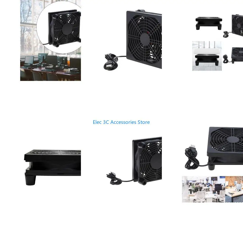 Y51A Durable & Quiet Router Fan Router Cooling Fan 5V USB Power 12cm x12cm Size