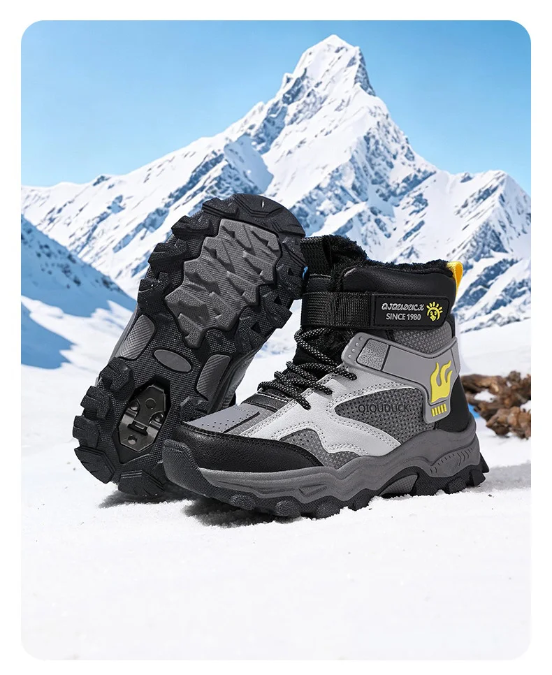 Kinder-Schneestiefel Wintermode Hohe Plüsch-Wanderschuhe Rutschfeste Outdoor-Sneaker für Jungen Wasserdicht – Detail 9