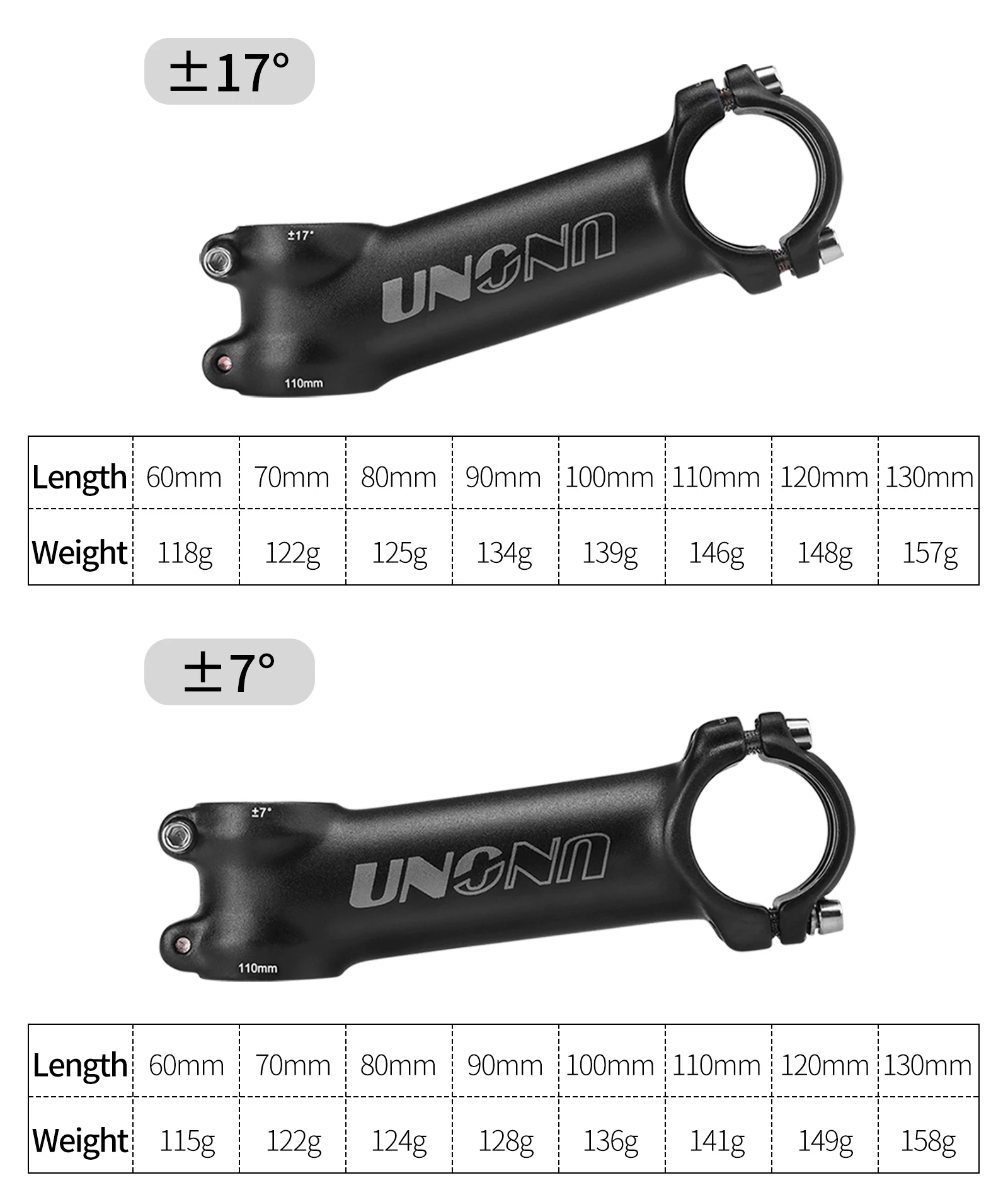 UNO Fahrradvorbau 7/17/35 Grad Mountainbike Brücke 28,6 mm 31,8 mm 60/70/80/90/100/110/120/130 mm Rennrad Lenkertisch – Detail 3
