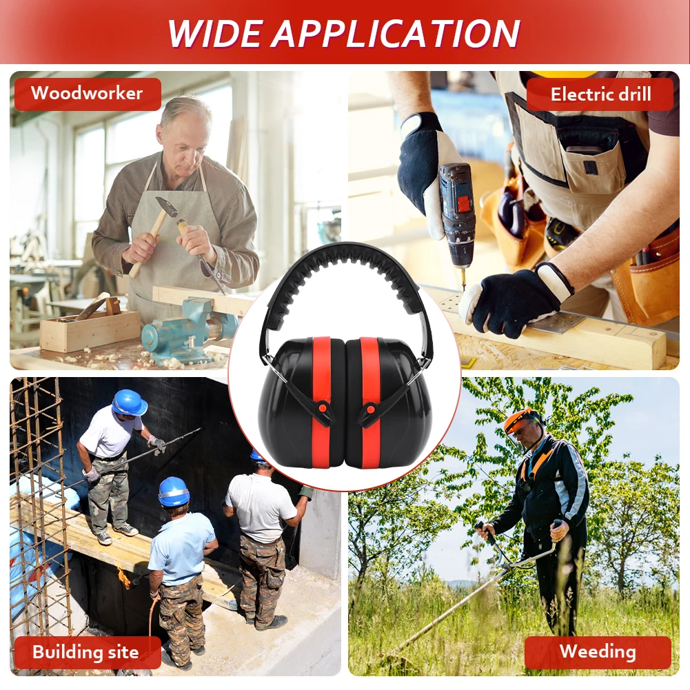 사격용 청력 보호 건설 이어 머프, 기숙사 수면 소음 차단 헤드셋, 조절 가능한 헤드밴드 헤드폰