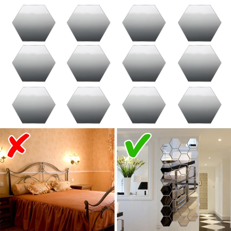 Hexagon Mirror Wall Stickers DIY Art Wall Decoration Living Room Beadroom Bathroom Home Decor Acrylic Adesivo De Parede