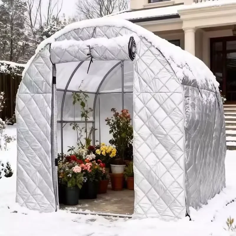 Household Greenhouse with Frame and Cotton Quilt, Winter Outdoor Plants Shed Keep Warm Cover, Garden Plant Cover