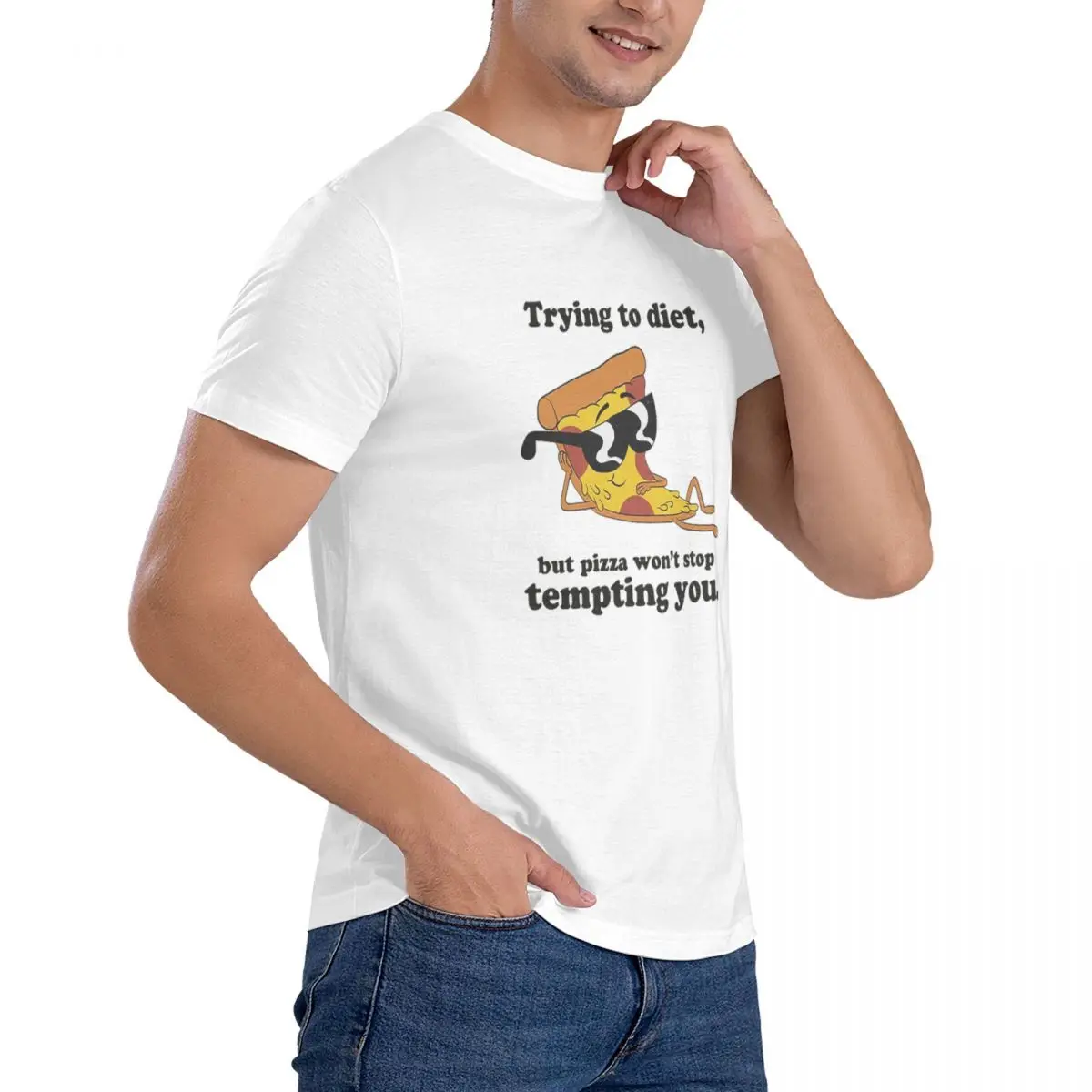 Trying To Diet But Pizza Wont Stop Tempting You T Shirt Men Cotton Hip Hop Tees Tops Streetwear