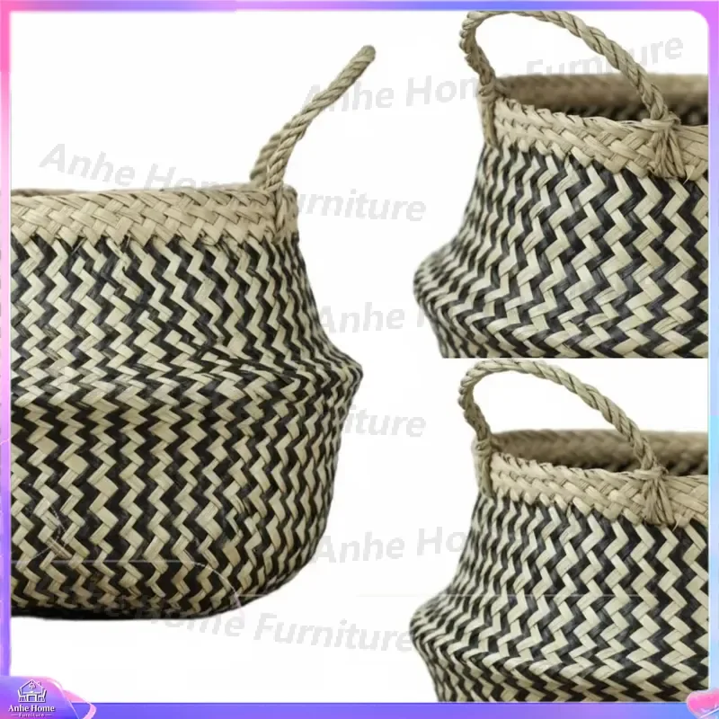 Natural Handmade Woven Seaweed Pet Bed Round Cat Dog House Eco Friendly Durable Modern Nest Cushion Soft Warm Kennel Home