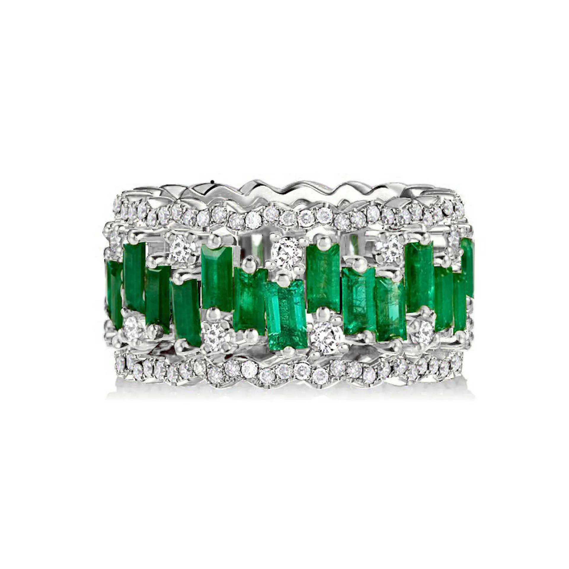 

Luxury Artificial Emerald Ring Vintage Art Deco 925 Sterling Silver Fine Jewelry for Women's Engagement Anniversary Party Gifts