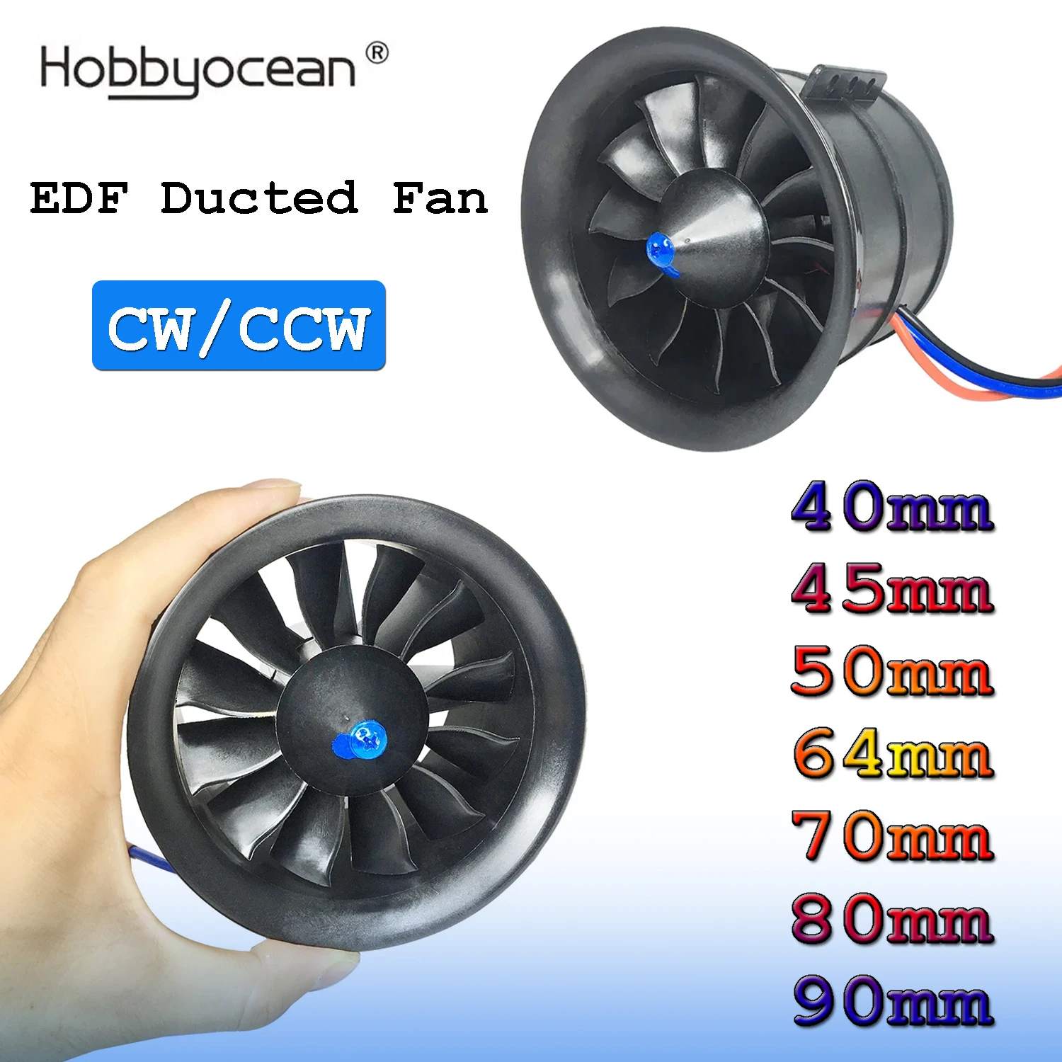

Бесщеточный двигатель Hobbyocean EDF (40мм/45мм/50мм/64мм/70мм/80мм/90мм) с канальным вентилятором CW/CCW для радиоуправляемых реактивных самолетов и моделей