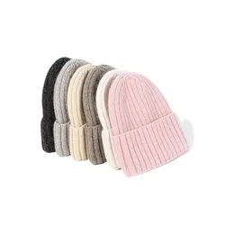 New 2024 Rabbit Fur Warm Thick Knitted Winter Hat For Women Striped Soft Best Matched Beanies Cap Female Skullies Gift Bonets