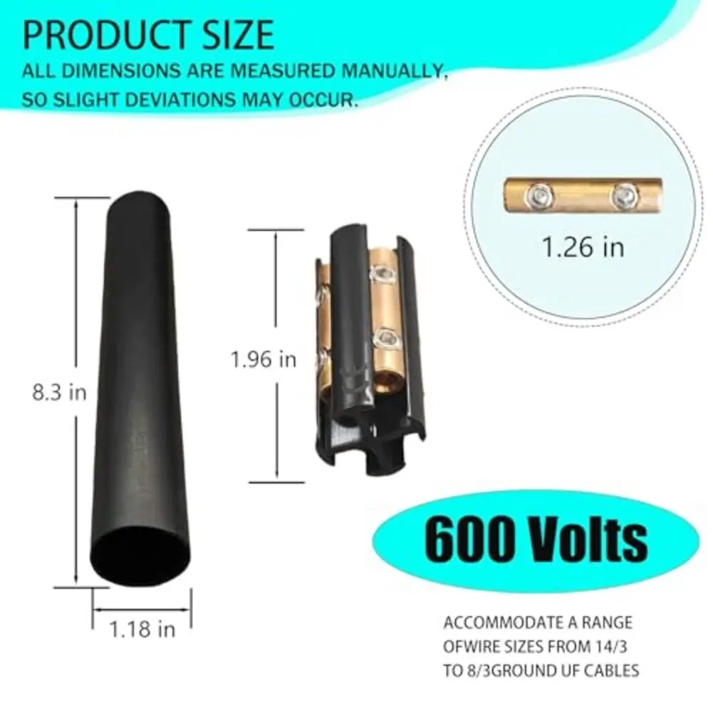 2 Sets 600V Underground Wire Splice Kit Direct Burial UF Cable Connector For 14/3 8/3 Outdoor Electrical Junction Box