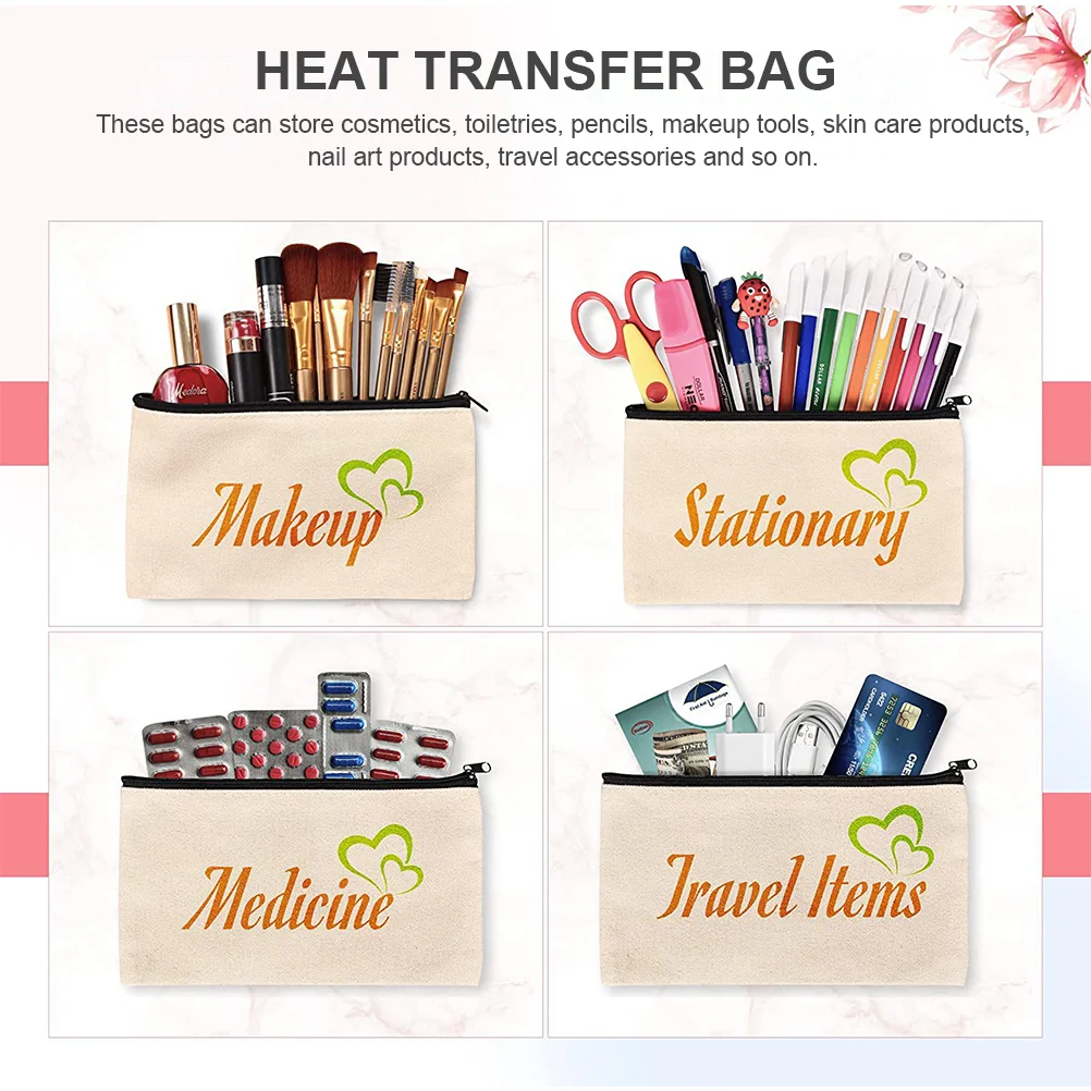 Sublimation Pencil Case Blanks Bags DIY Zipper Toiletry Convenient Makeup Clear Tote