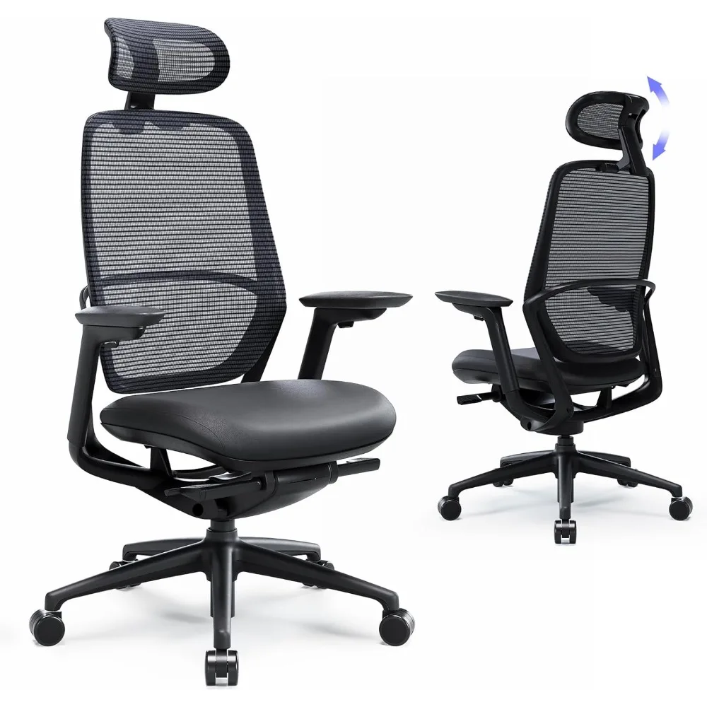 Ergonomic Office Chair,Adjustable Headrest, Lumbar Support, High Back Mesh Desk Chair, Reclining Computer Chair for Home Office