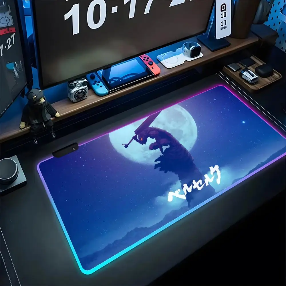 

Коврик для мыши Berserk Guts в стиле аниме, игровой коврик для мыши Rgb, клавиатура с подсветкой, геймерская девушка, Xxl, коврик для ноутбука, музыкальные настольные подушечки, настольная панель