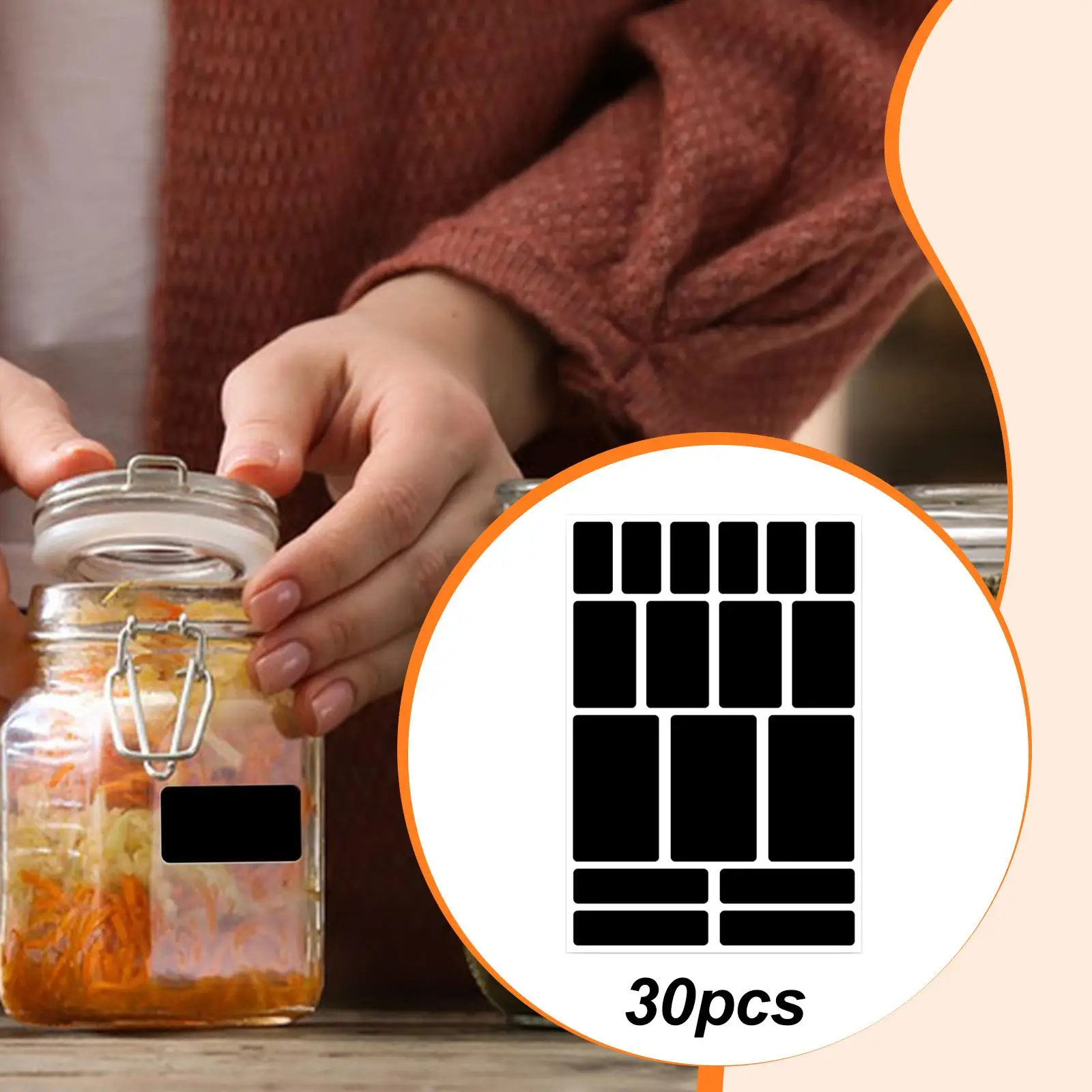 Kitchen Sealers Jars Removable Labels Stickers PVC Pantry Tags for Water Bottle Bin Containers and Home Organization