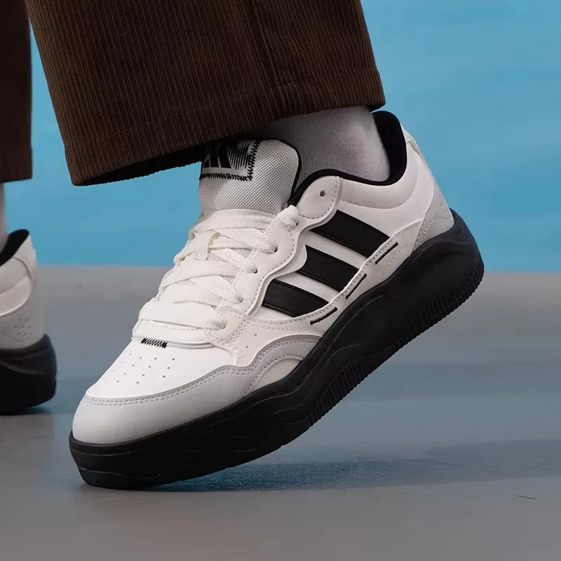 Adidas KH9022 Lace Up Leather Sneakers Wavy Thick Sole Non Slip Lightweight Daily Casual Sports Walking Shoes
