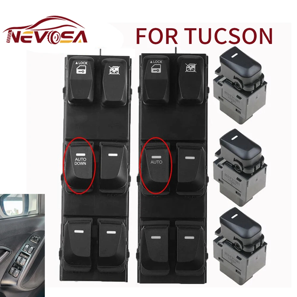 

NEVOSA Front Left Power Window Switch For Hyundai Tucson 2010-2015 93571-2S050 93571-2S000 935712S000 93576-2S000 935762S000