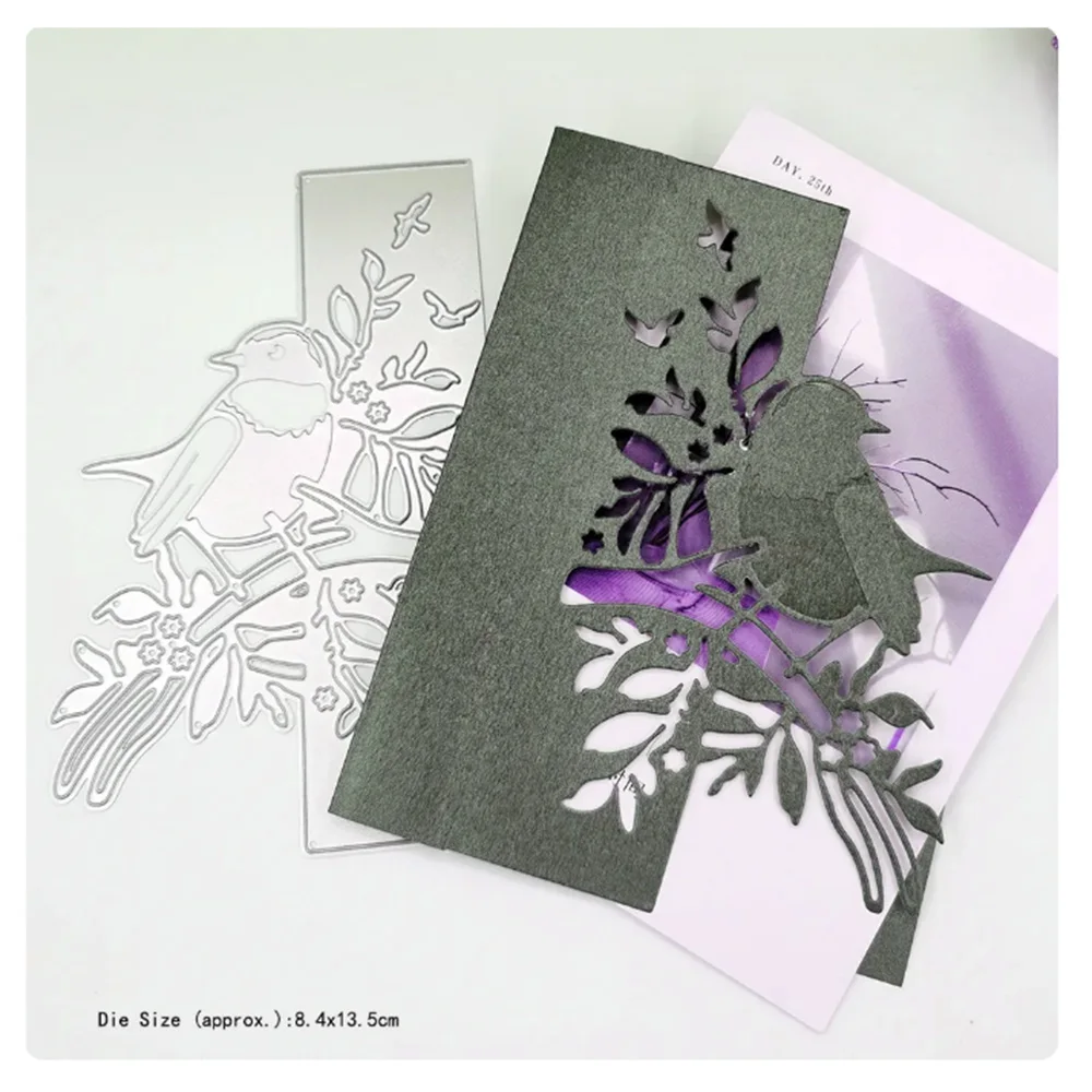 

Metal Cutting Die Scrapbook Slimline Die Cut Mold Template for Paper Craft Punching Knives Cat Bird Border Card Making