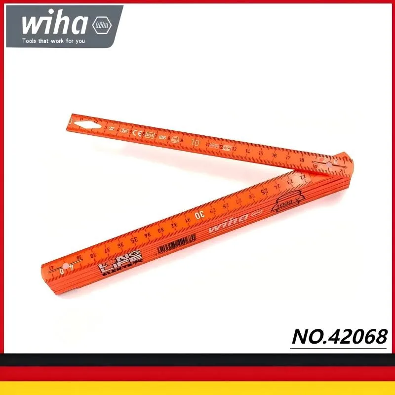 Regla Plegable de Electricista Wiha 42068 de 2 Metros, 1000V VDE, Aislada, de Larga Duración, con 10 Segmentos, Herramienta de Medición