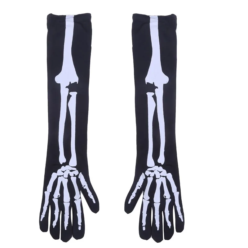 Halloween Witte Skelet Handschoenen Voor Volwassen Horror Kostuum Enge Ghost Cosplay Verkleedspullen Mode Wanten Handschoenen