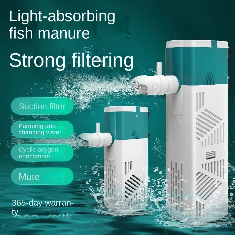 Fish Tank Filter Three in One Submarine Silent Oxygen Boosting Water with Upward Filtering and Circulating Aquarium Water Pump