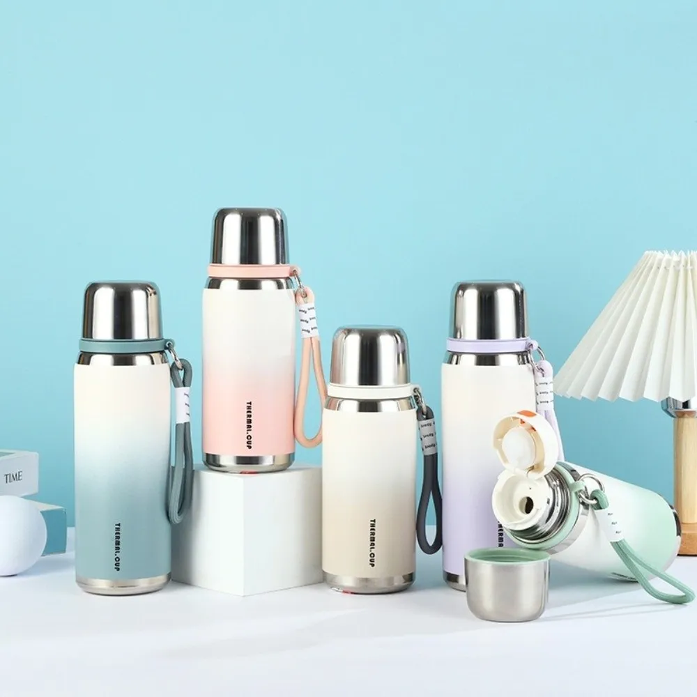 

Gradient Color Insulated Water Bottle Leak-proof 600ml/ 800ml Capacity Sport Thermal Cup Large Capacity Stainless Steel