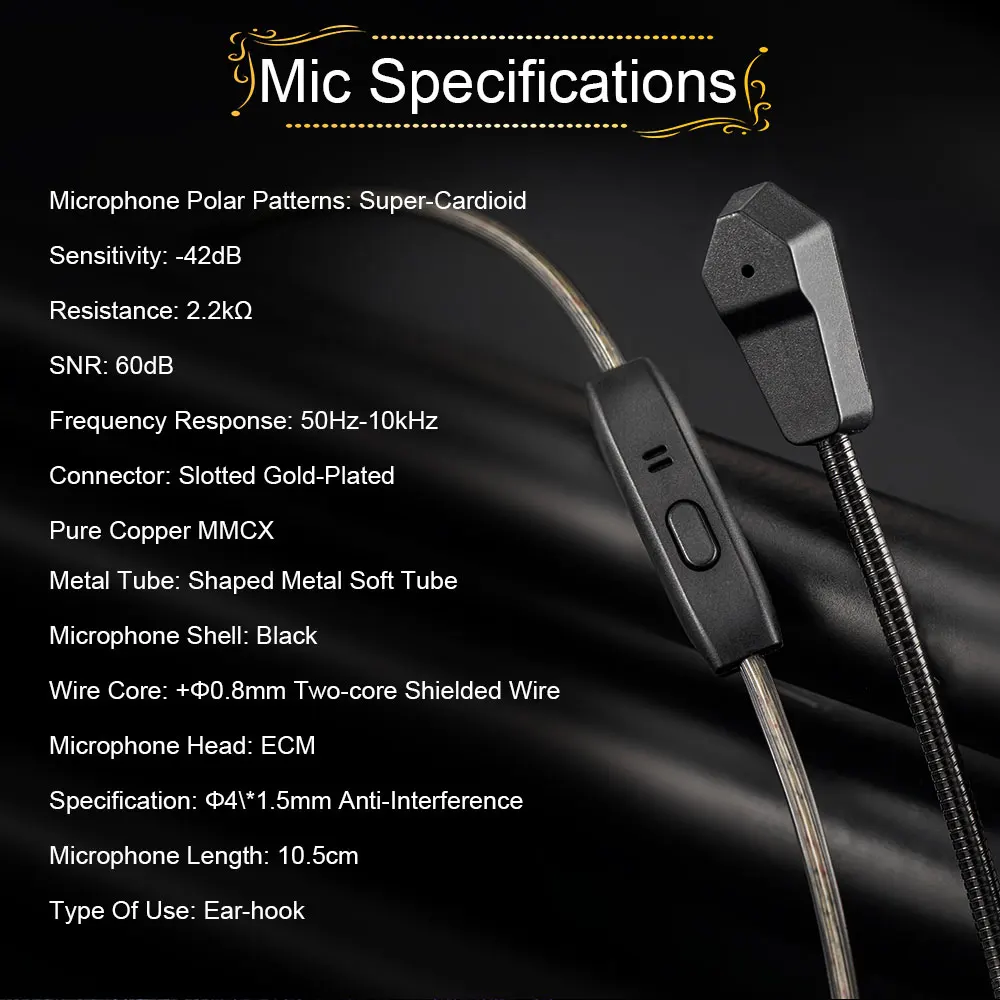 Auriculares intrauditivos Kinera Celest Wyvern negros, controlador dinámico LCP de 10mm con micrófono de pluma desmontable, Cable IEM, auriculares