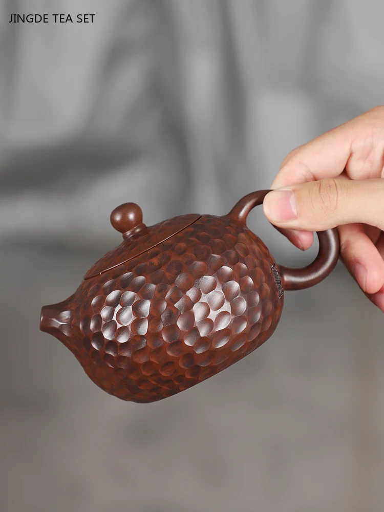 250ml Authentic Purple Pottery Teapot High-grade Ceramic Tea Set Handmade Ball Hole Filter Xishi Pot Chinese Beauty Tea Infuser