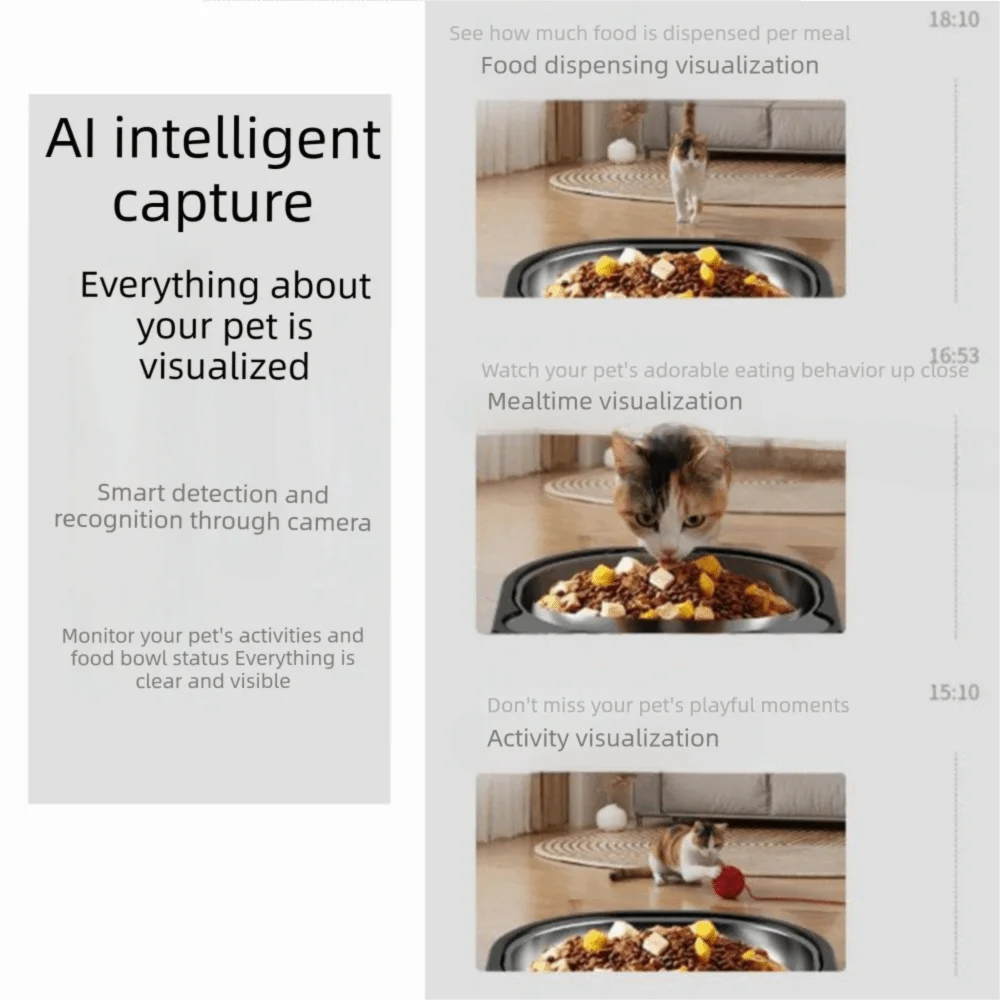 

Large Capacity Automatic Pet Feeder Timed Feeding Remote Control Smart Pet Feeder Rechargeable with Camera