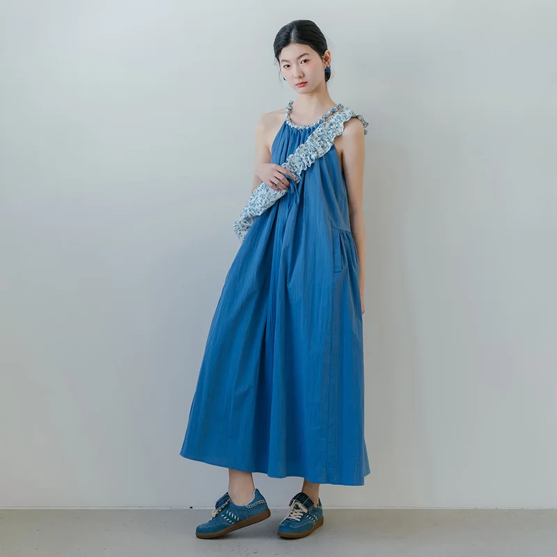 

Комплект Bluwhite: Блузка свободного кроя и брюки, лето 2025, с цветочным принтом, тонкие, на тонких бретелях