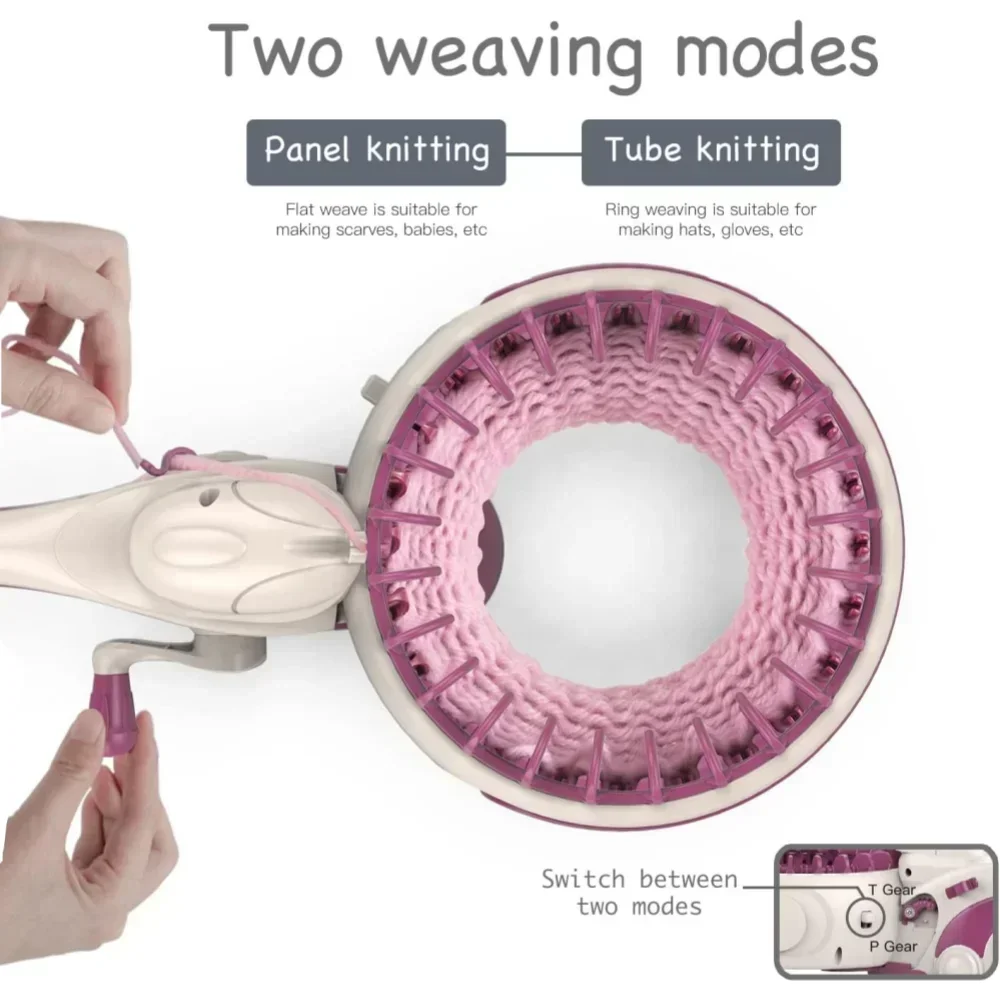 24Needles Hand Knitting Machine Kit  Yarn Material Bag for Girls DIY Knit Scarf Hat Sock,Hand Cranked Manual Knitting Machine