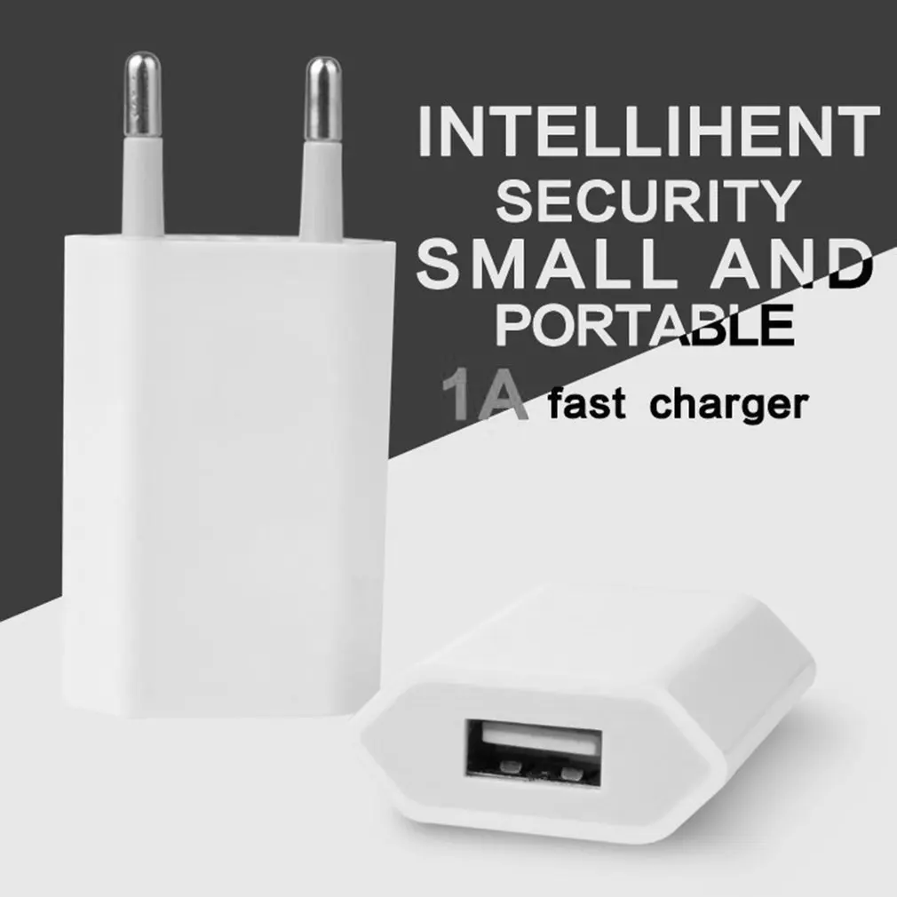5V 1A Fast Charger Adapter Cable Wall Travel Quick Charger 3.0 EU Plug Single USB Port Socket Compatible With Phone Pad Tablet