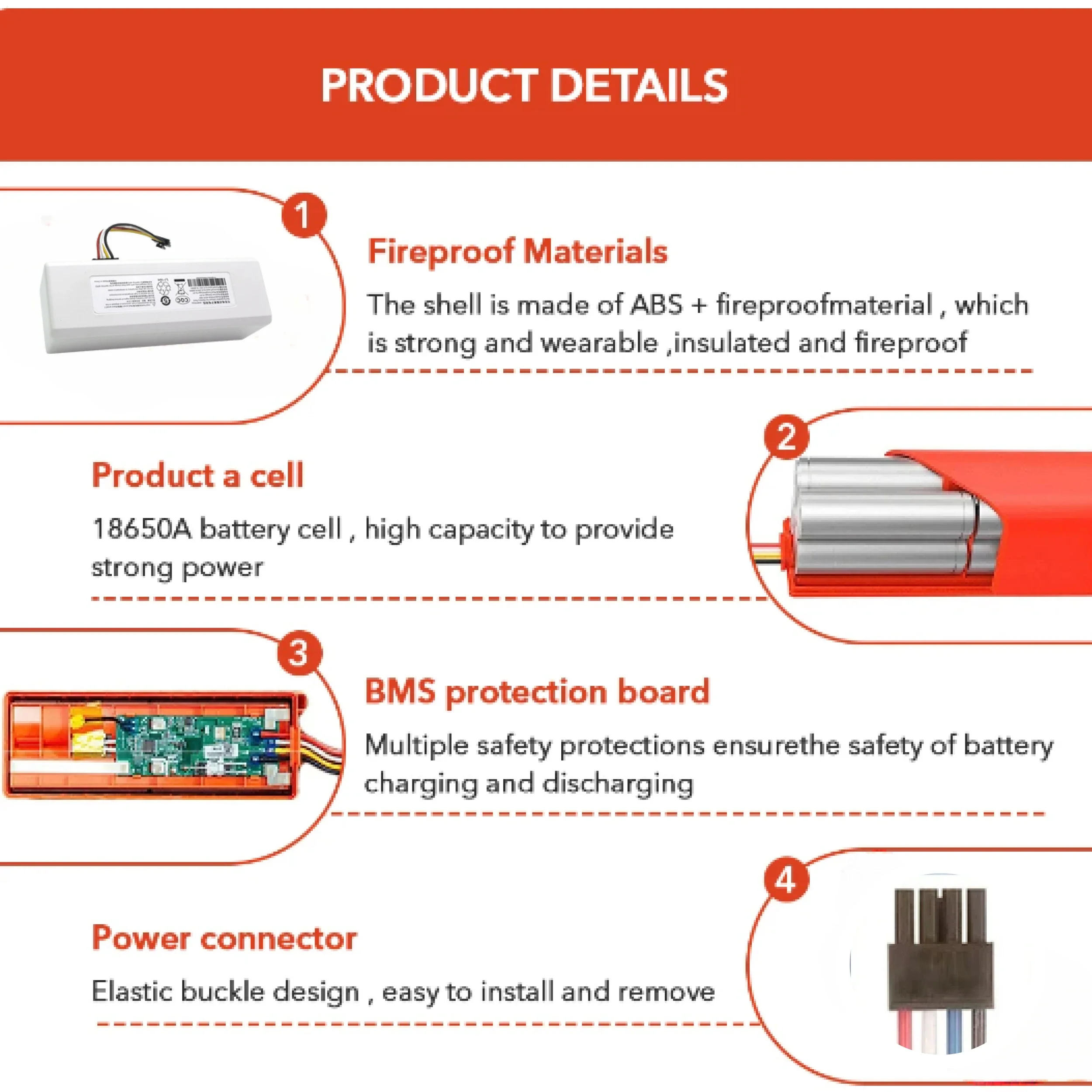 NEW 14.4V 12800mah P1904-4S1P-MM Battery For Xiaomi Mijia 1C STYTJ01ZHM Robot Vacuum Mop Cleaner Accessories Parts