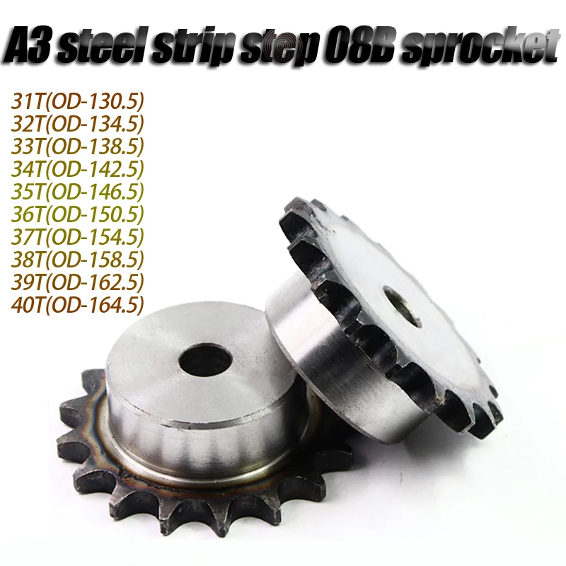 

08B Roller Chain Sprocket 31/32/33/34/35/36/37/38/39/40 Teeth A3 Steel Industrial Drive Sprocket Mechanical Roller Sprocket